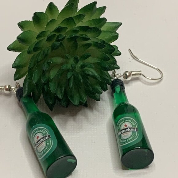 Beer Earrings, Heineken Earring, Alcohol Earring, Liquor Earring, Drink Earring - Picture 2 of 5